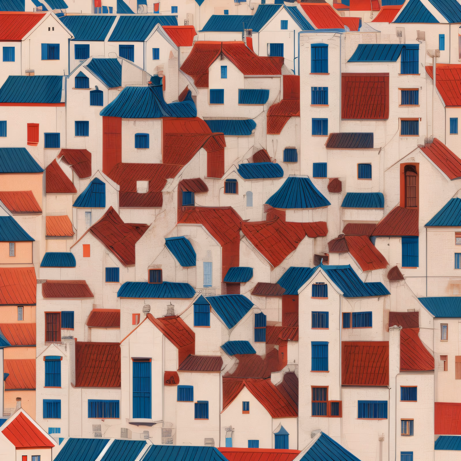 Red Blue Roof Houses Storybook QR Code Art — image 1