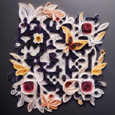 Quilled Paper Flowers and Butterflies QR Code Art — image 1