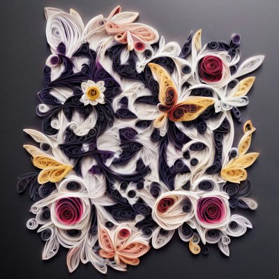 Quilled Paper Flowers and Butterflies QR Code Art