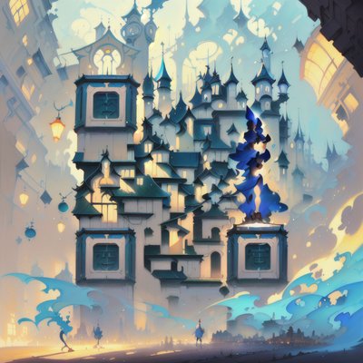 Фантастический город вилл: QR-код в цифровой живописи