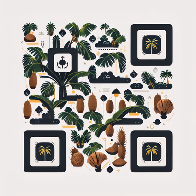Tropical Palm Coconut Vector QR Code for Packaging — image 1