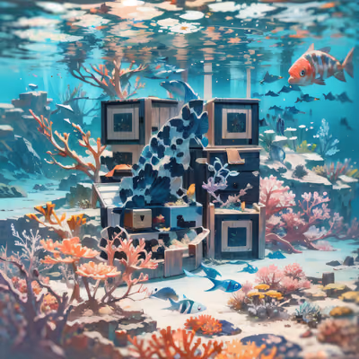 Sunken Chests Coral Reef Painting QR Code Art — image 1