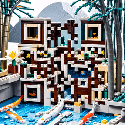 Lego Koi Garden Bamboo QR Code Art — image 1