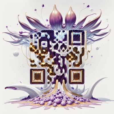 Инопланетный цветок: сюрреалистичный 3D QR-код для постеров
