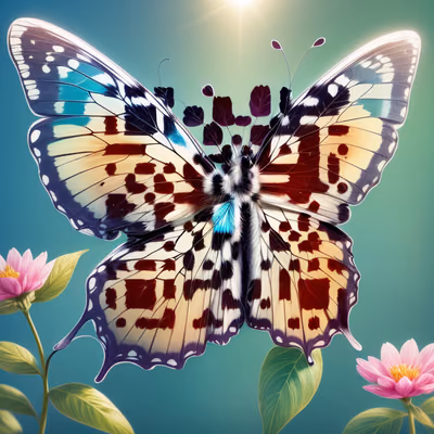 Butterfly Pink Flowers Digital Painting QR Code Art — image 1