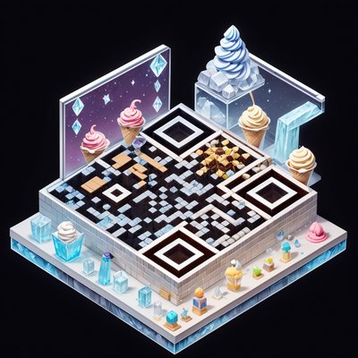 Isometric Ice Cream Lab Diorama QR Code for Posters