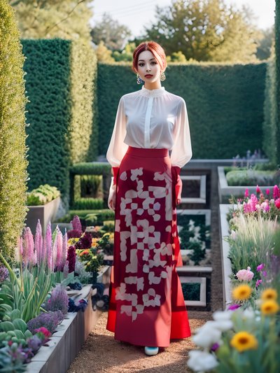 Woman in Garden Fashion Photo QR Code for Posters