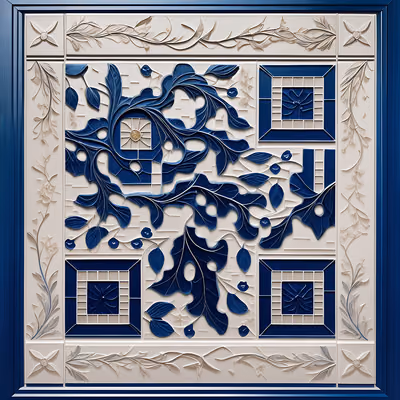 Cobalt Blue Ceramic Tilework QR Code Art — image 1