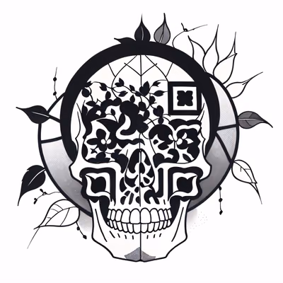 Floral Skull Ink Tattoo Vines QR Code for Temporary Tattoos — image 1