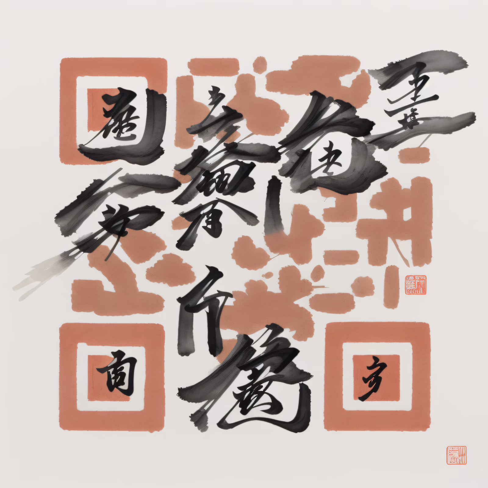 Kanji Ink Brush Calligraphy QR Code Art — image 1