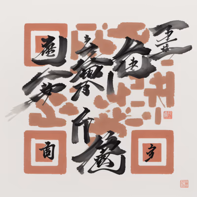 Kanji Ink Brush Calligraphy QR Code Art — image 1