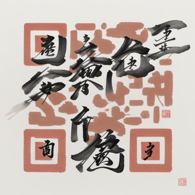 Kanji Ink Brush Calligraphy QR Code Art