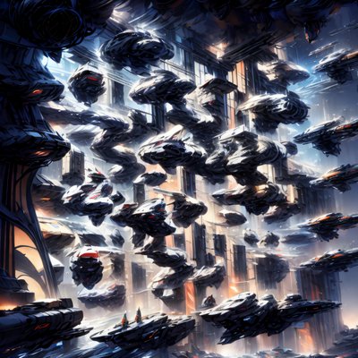Futuristic City Spaceship Concept Art QR Code for Posters