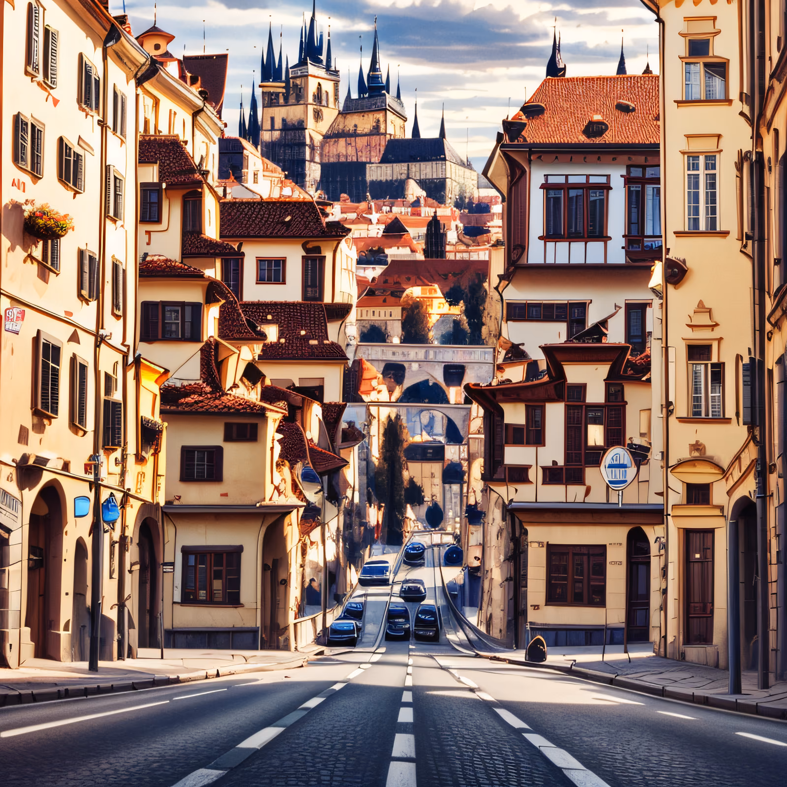 European Old Town Street Realism QR Code Art — image 1