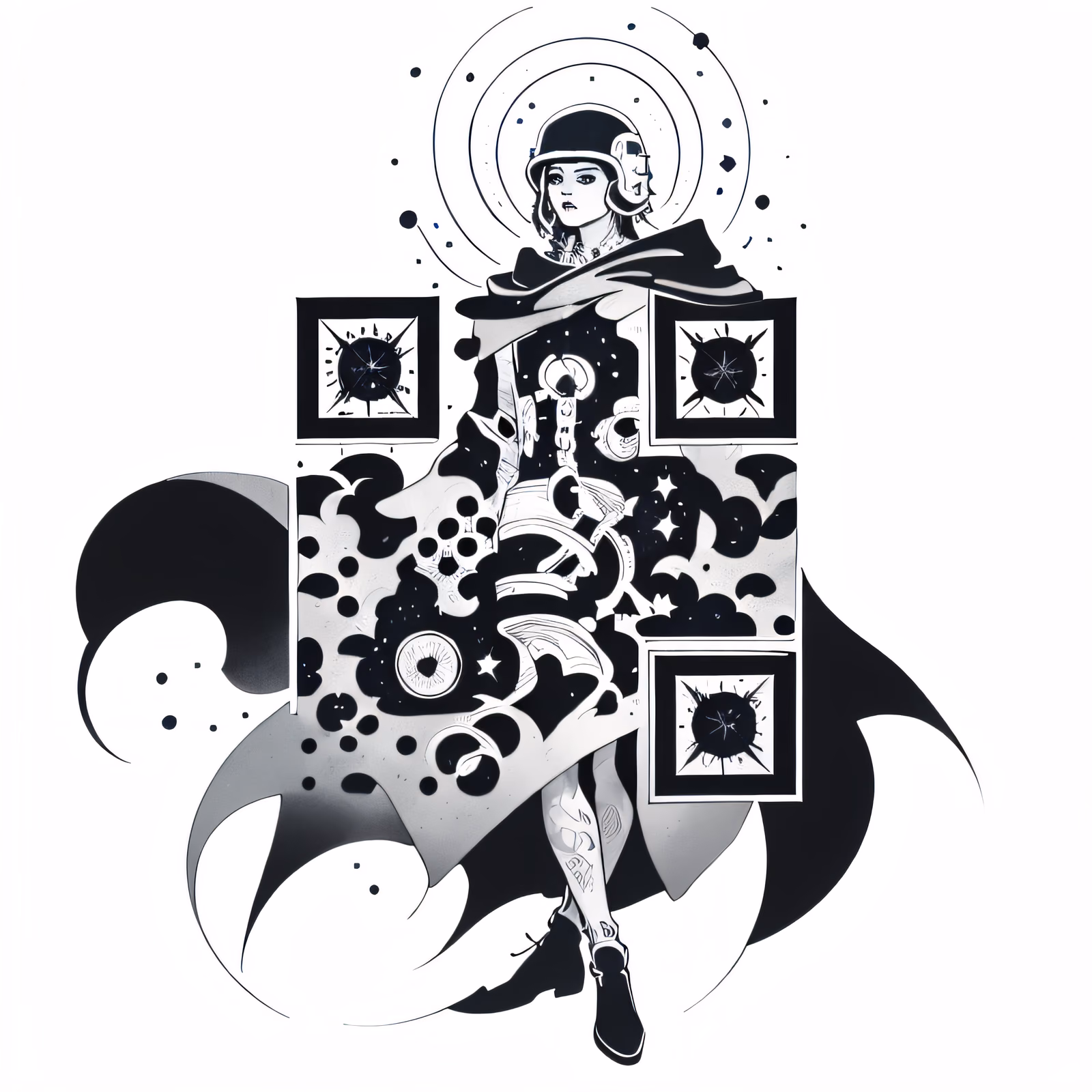 Cosmic Traveler Ink Tattoo Woman QR Code for Temporary Tattoos — image 1
