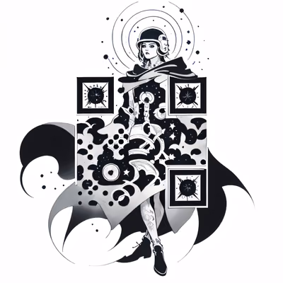 Cosmic Traveler Ink Tattoo Woman QR Code for Temporary Tattoos — image 1