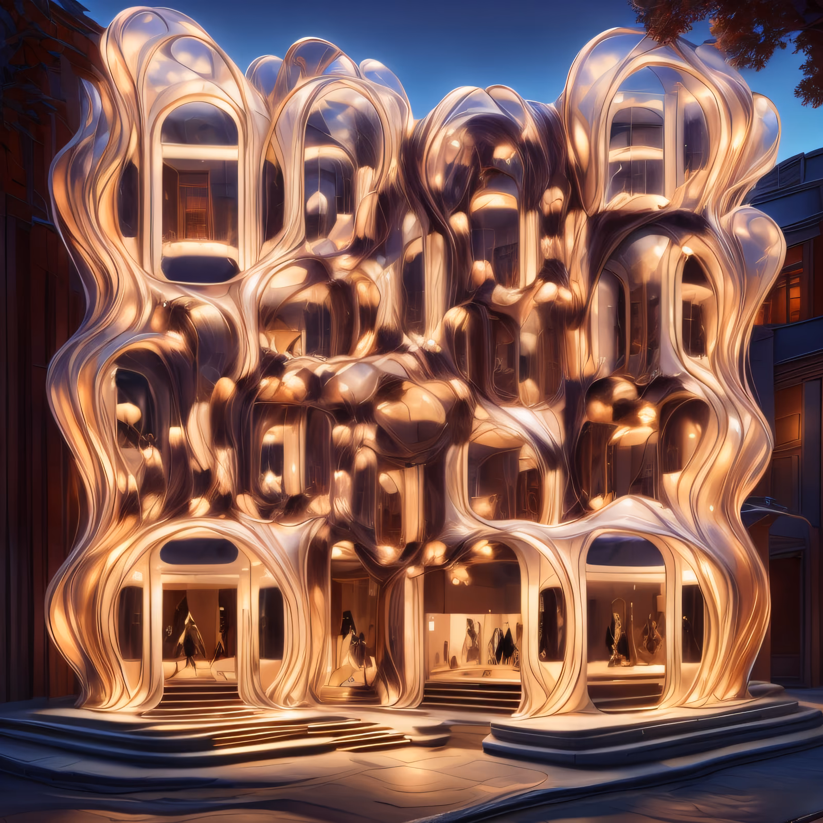 有机新艺术风格建筑3D二维码艺术 — 图片 1