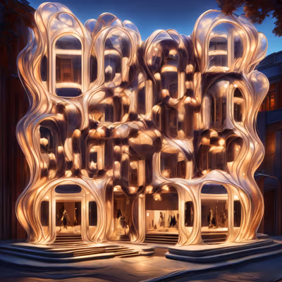 有机新艺术风格建筑3D二维码艺术 — 图片 1