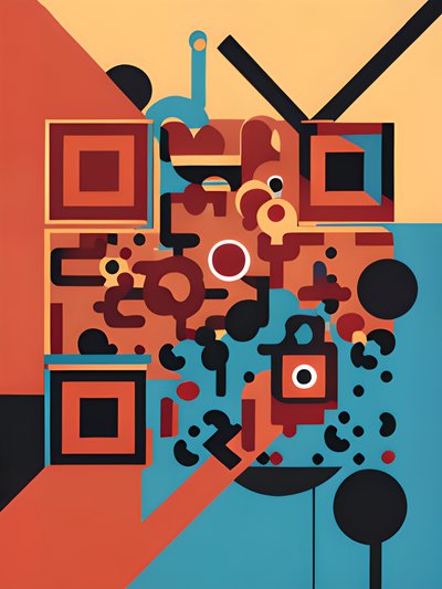 Red Geometric Abstract Flat Vector QR Code for Posters