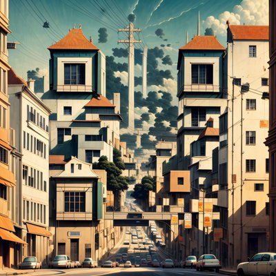 Surreal City Street Digital Painting QR Code Art