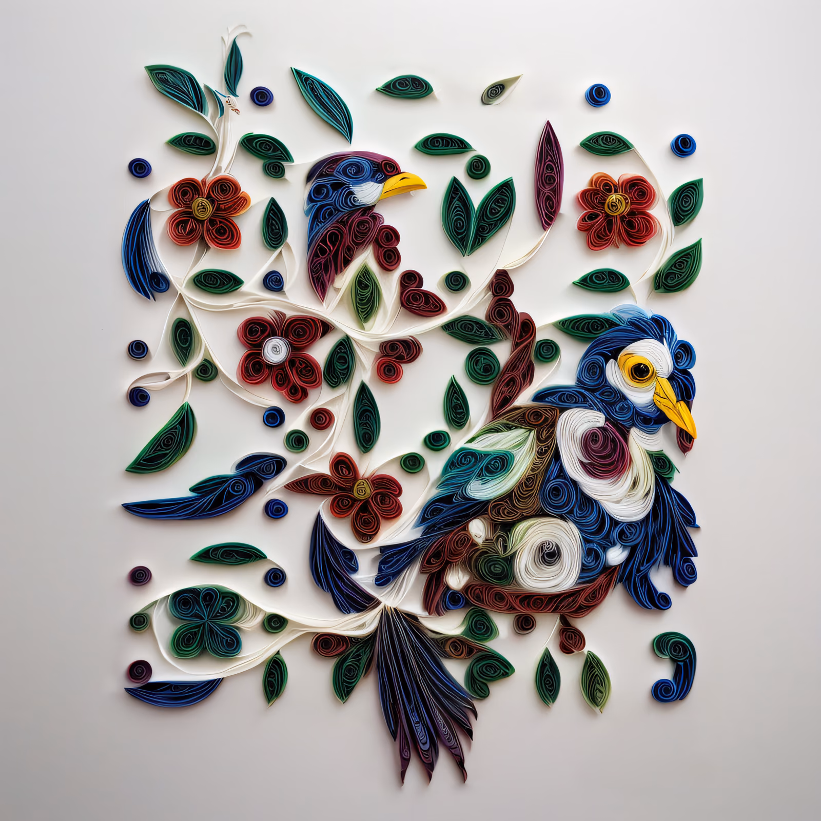 Quilled Paper Birds and Flowers QR Code Art — image 1