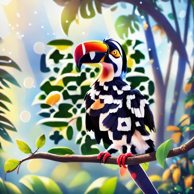 Toucan on Branch 3D Stylized QR Code Art