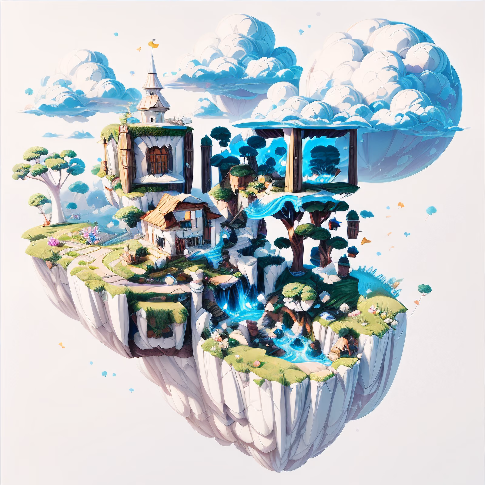 Floating Island Fantasy 3D QR Code for Posters — image 1