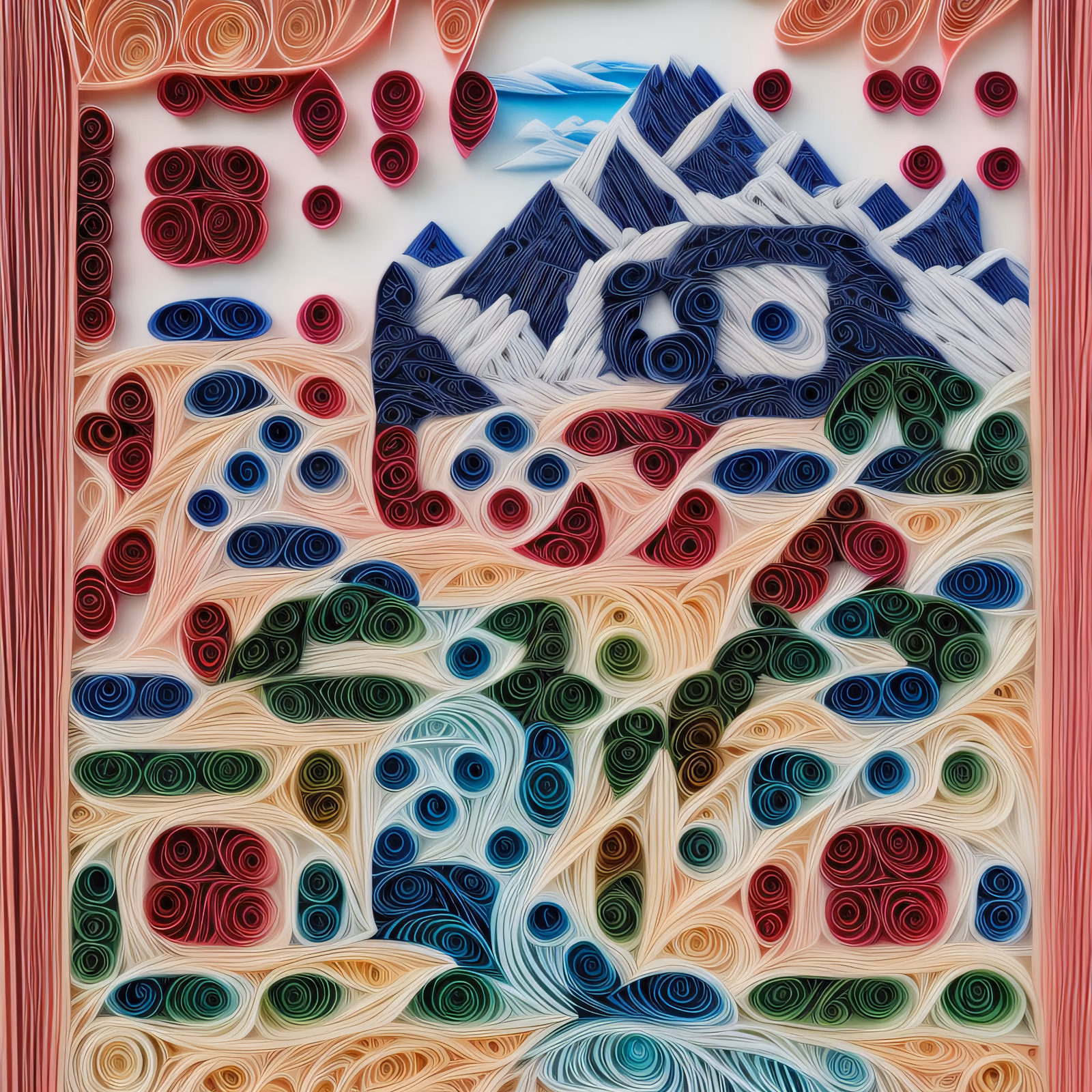 Quilled Paper Mountain Landscape River QR Code Art — image 1