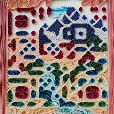 Quilled Paper Mountain Landscape River QR Code Art