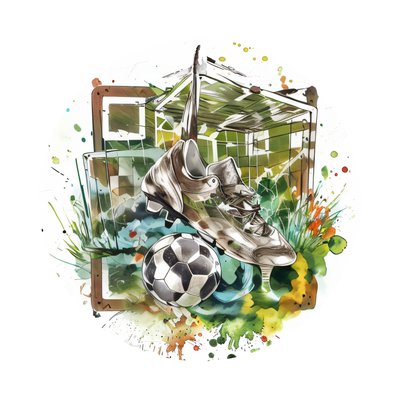 Soccer Cleat and Goal Watercolor QR Code for Stickers