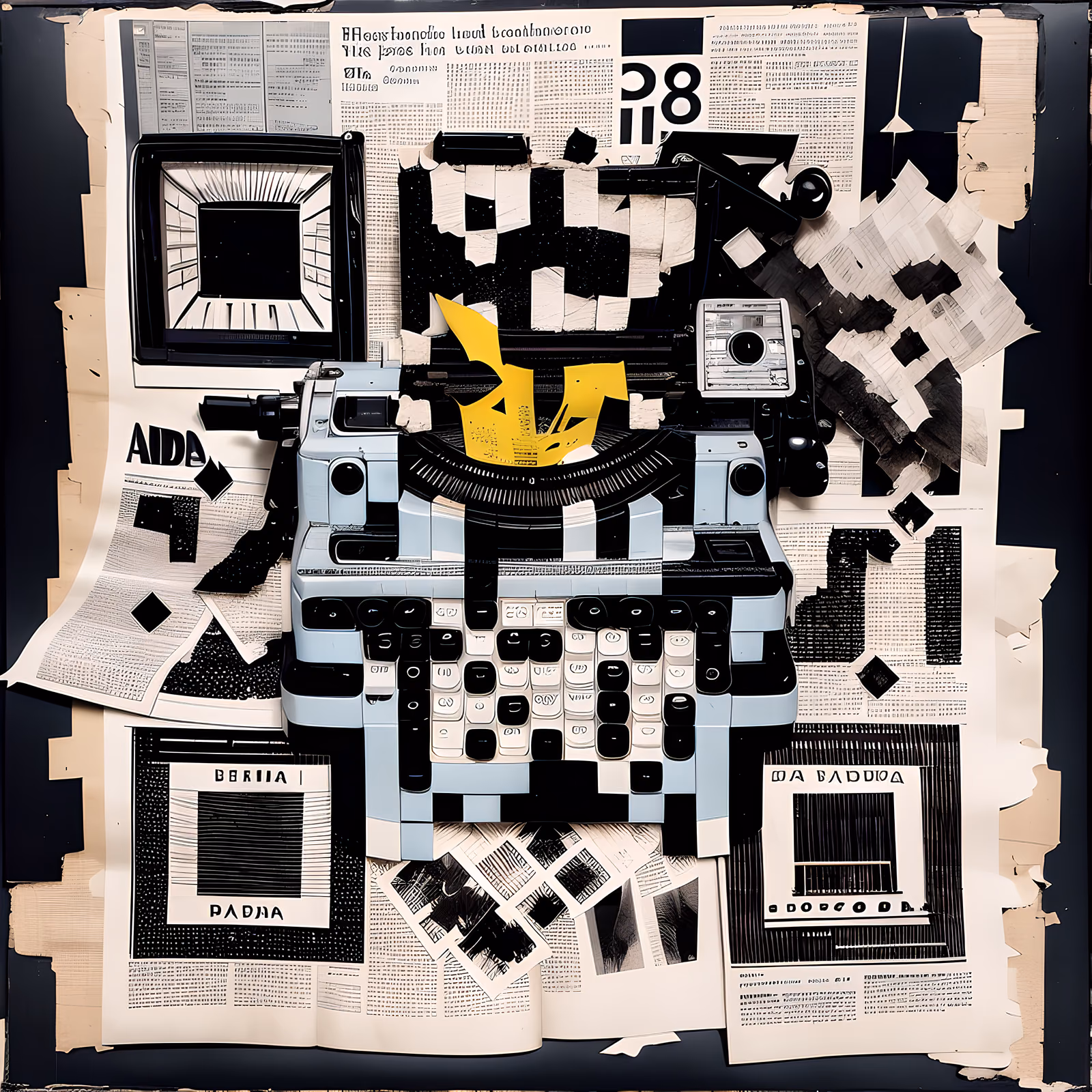 Typewriter Newspaper Dada Collage QR Code for Posters — image 1