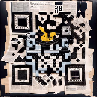 Typewriter Newspaper Dada Collage QR Code for Posters — image 1
