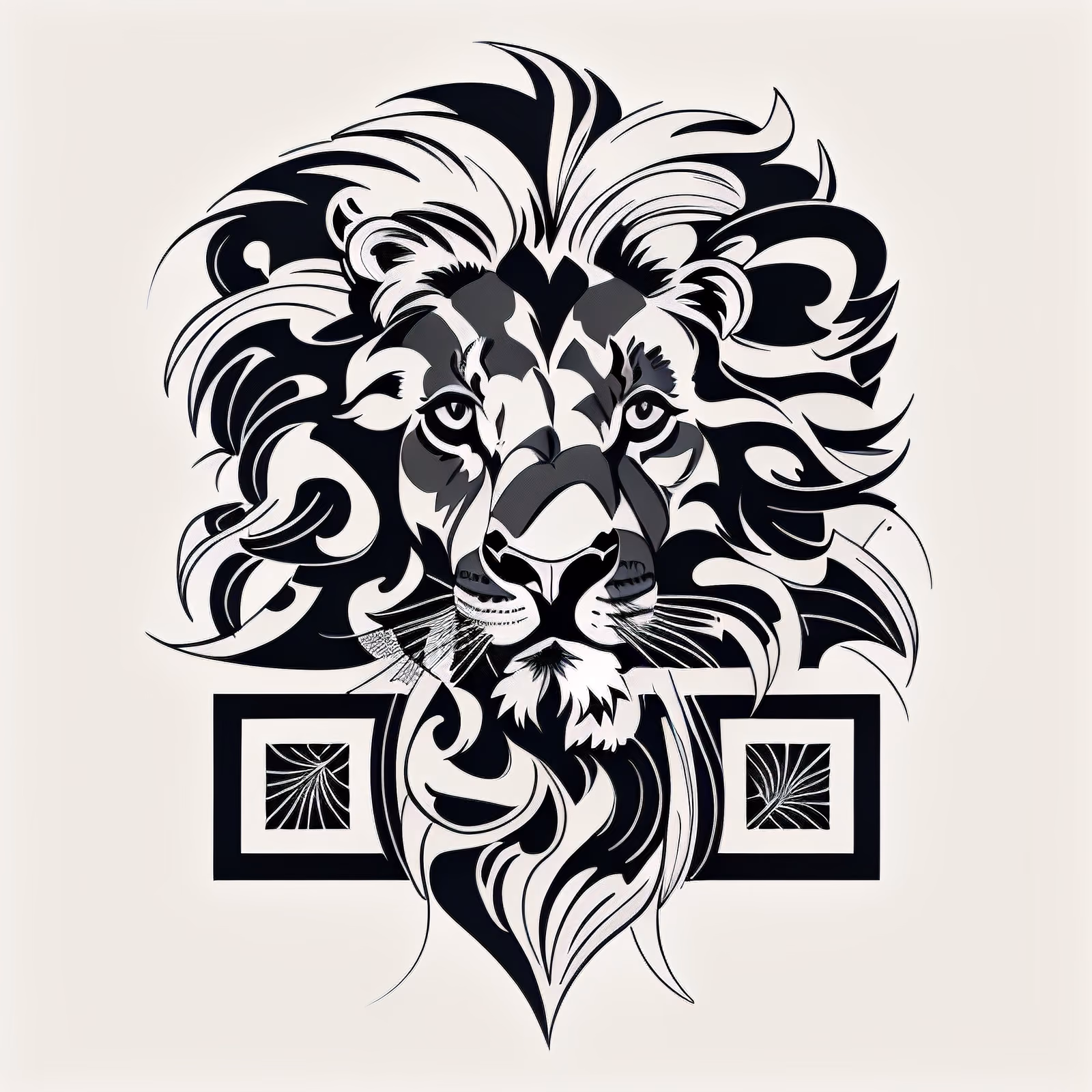 Голова льва: векторное тату и QR-код для временных татуировок — изображение 1