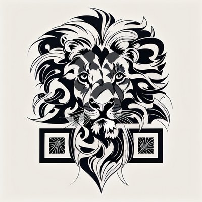 Lion Head Tattoo Vector QR Code for Temporary Tattoos