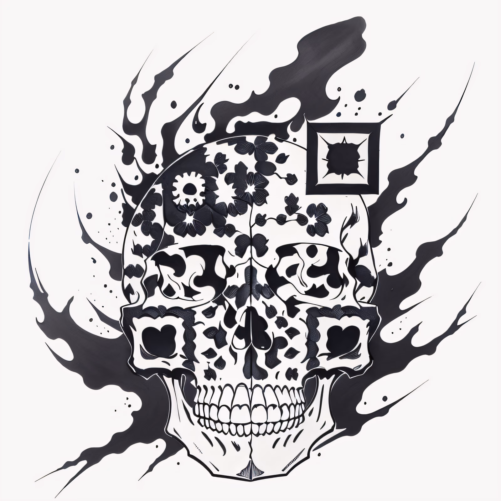Flaming Skull Ink Tattoo Symbol QR Code for Temporary Tattoos — image 1