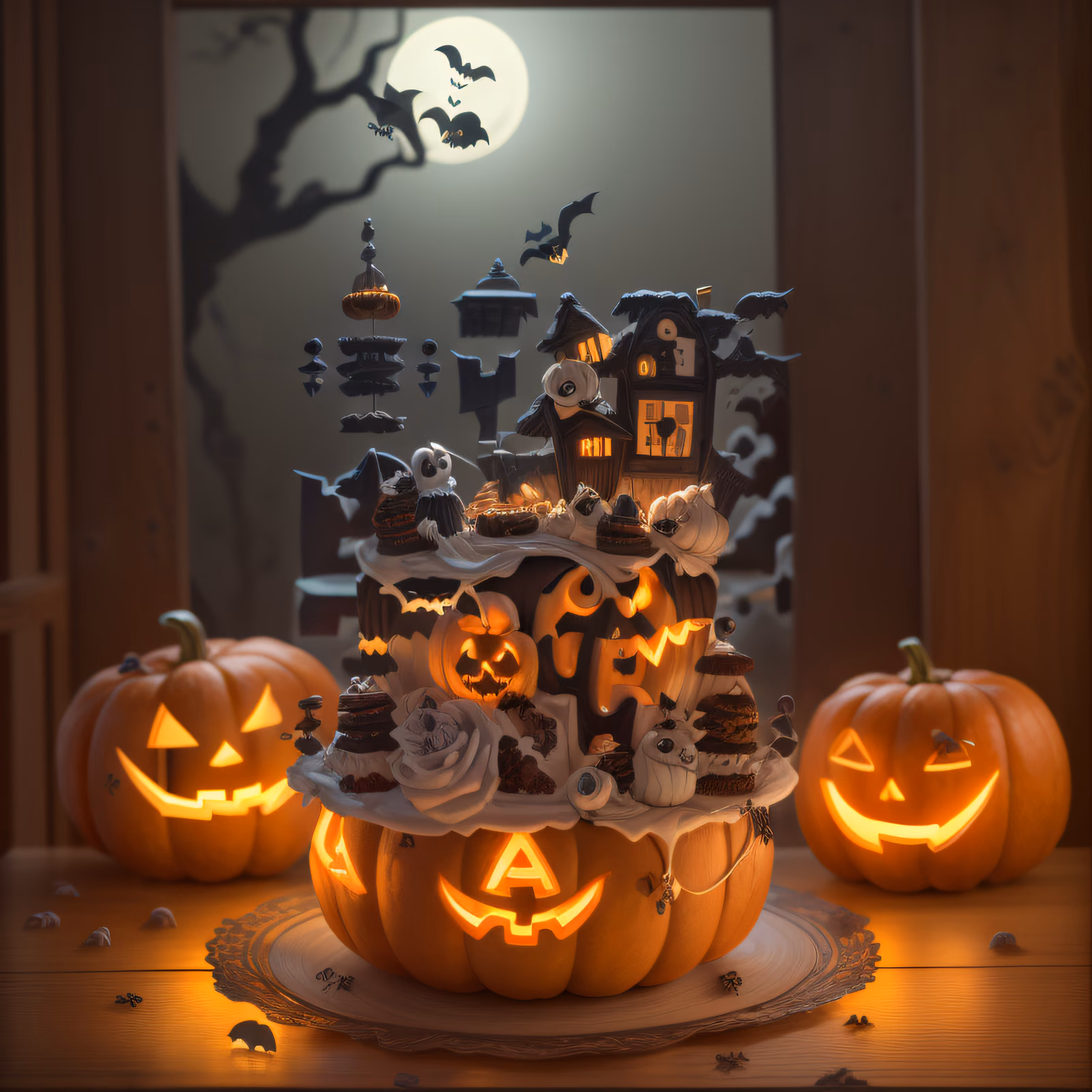 Тыквенный хэллоуинский торт в 3D: QR-код для постеров — изображение 1