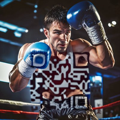 Boxer in Ring Photorealistic QR Code for Posters