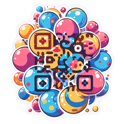 Glossy Bubble Cluster Vector Abstract QR Code for Stickers — image 1