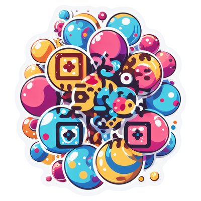 Glossy Bubble Cluster Vector Abstract QR Code for Stickers
