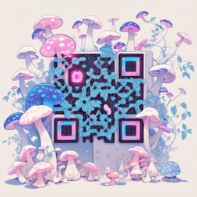 Неоновые грибы и лозы: QR-код для стикеров — изображение 1