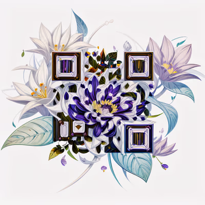 Букет фиолетовых лилий: цифровая иллюстрация, QR-код — изображение 1