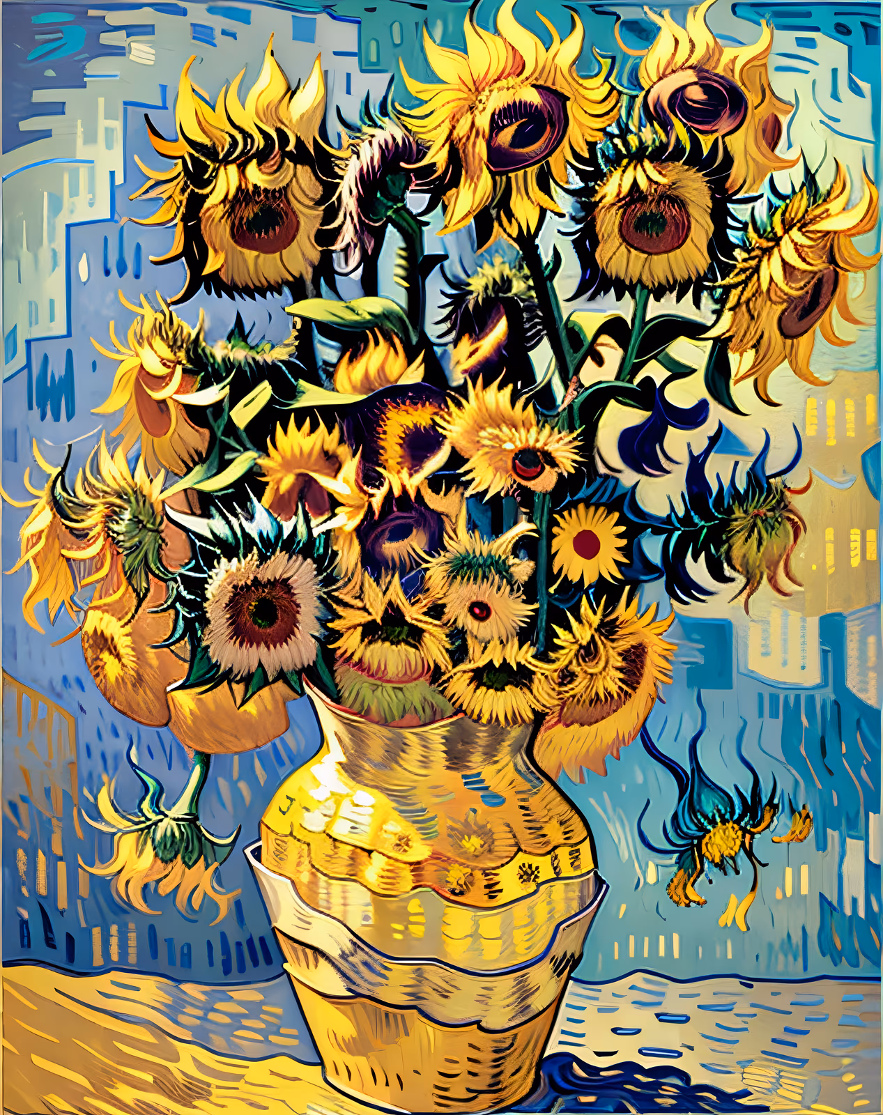 Sunflowers in Yellow Vase Painting QR Code Art — image 1
