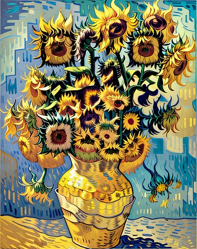 Sunflowers in Yellow Vase Painting QR Code Art