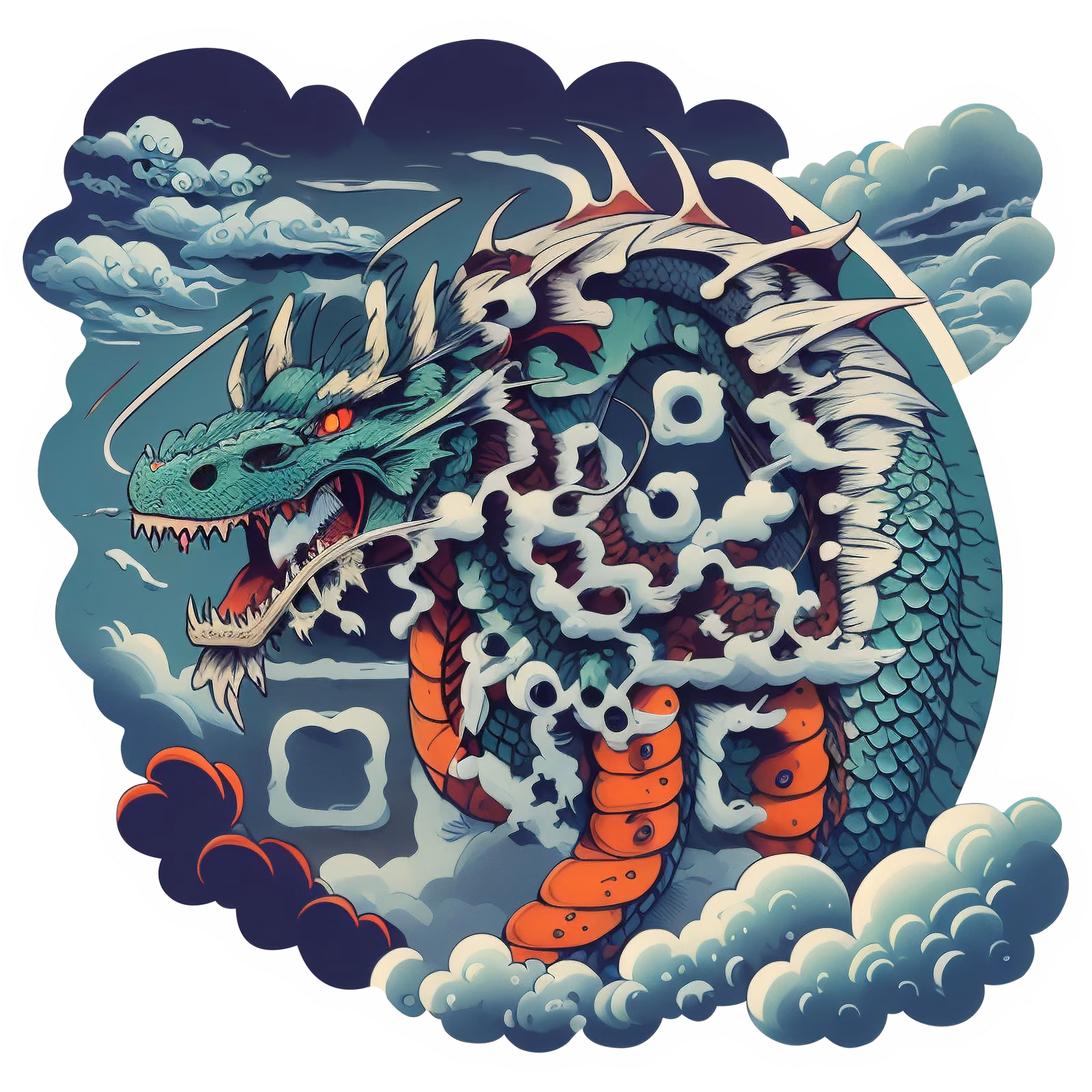 Roaring Dragon Storm Clouds Animals QR Code for Stickers — image 1