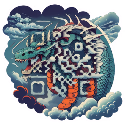 Roaring Dragon Storm Clouds Animals QR Code for Stickers — image 1