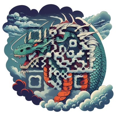Roaring Dragon Storm Clouds Animals QR Code for Stickers