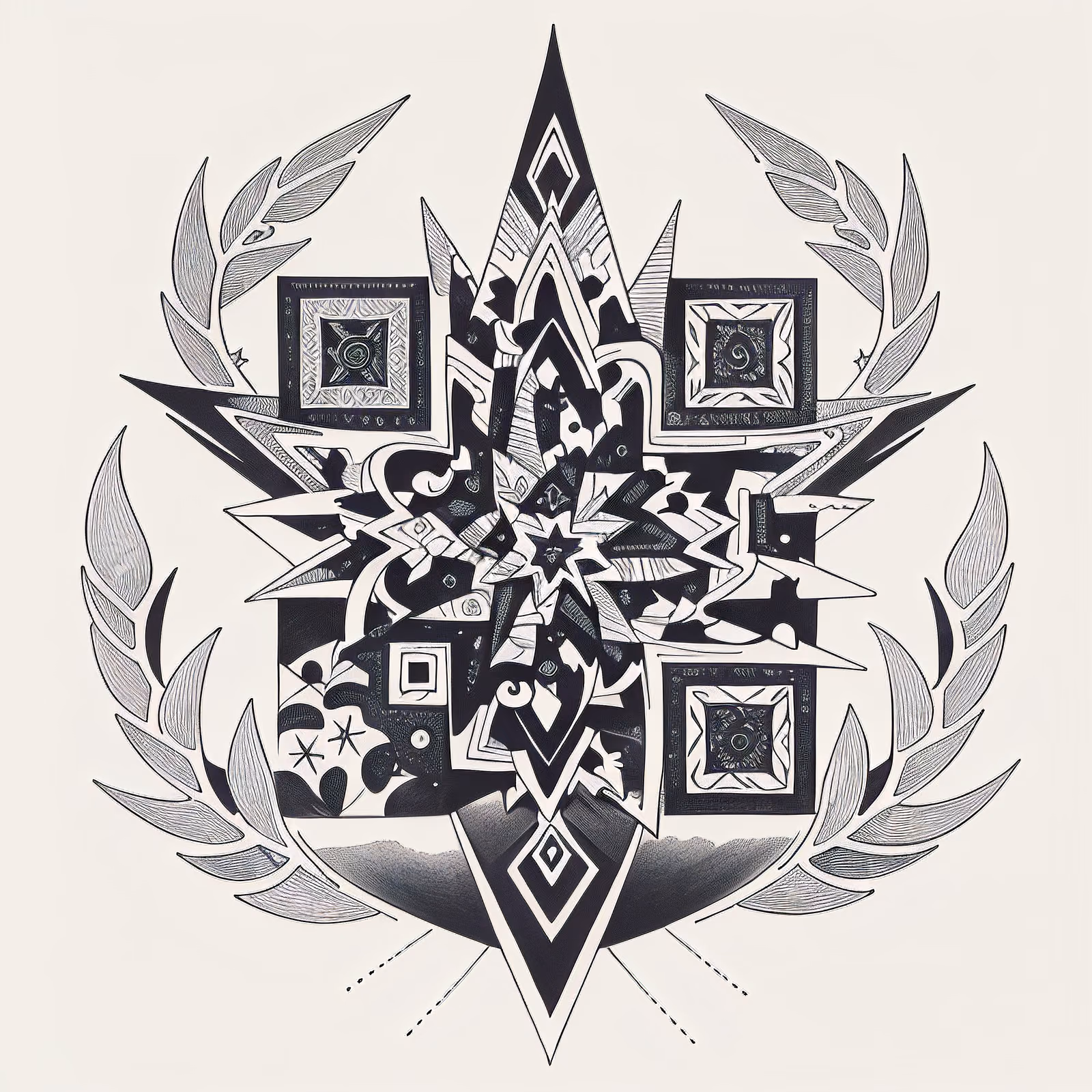 Племенная звезда: эмблема для тату, QR-код для временных татуировок — изображение 1