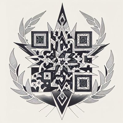 Tribal Star Ornament Tattoo Emblem QR Code for Temporary Tattoos