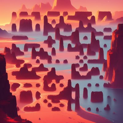 Red Canyon Sunset Matte Painting QR Code Art