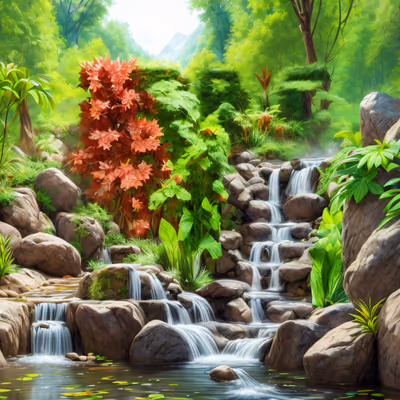 Garden Waterfall Landscape Realistic QR Code Art — image 1